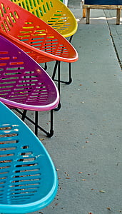 chaises, couleur, été, rue principale, coloré, chaise, détente