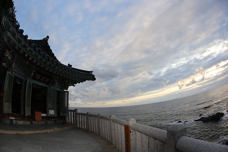 naksansa, sky, sea, section, sunrise, gangwon do, cliff