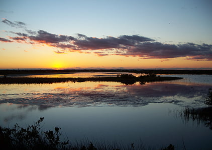 Isla de Merritt, la Florida, puesta de sol, naturaleza, agua, nubes