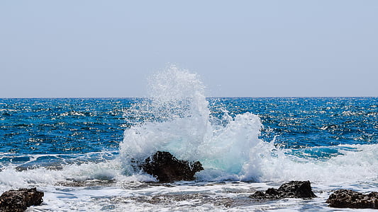 val, koji razbija, more, Obala, priroda, stijena, sprej