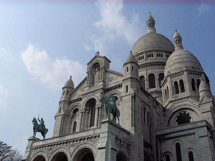 Sacré coeur-bazilika, Montmartre, templom, Párizs, Landmark, építészet, székesegyház