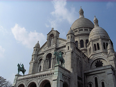 Basílica del sagrado corazón, Montmartre, Iglesia, París, punto de referencia, arquitectura, Catedral