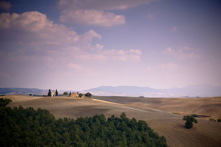 Landschaft, Blick, Gebäude, Hügel, Kloster, Toskana, Italien