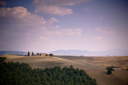 paisaje, Ver, edificio, colina, Monasterio de, Toscana, Italia