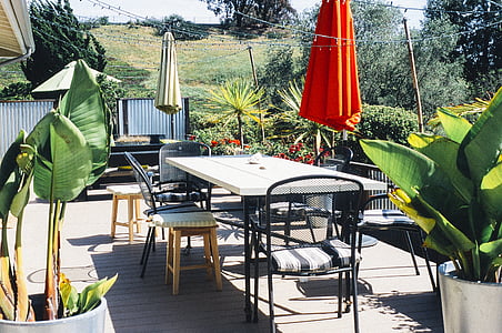 Garten, Tabelle, Terrasse, lizenzfreie Bilder