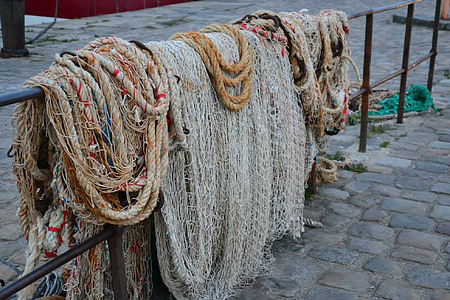 ribiške mreže, ribič, vrv, Marin, Honfleur
