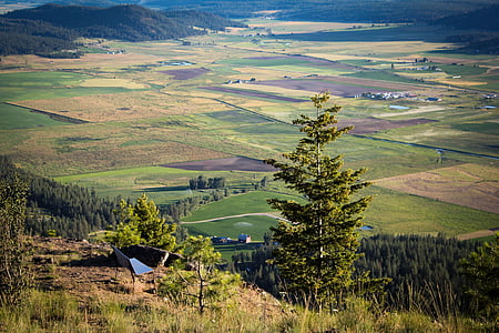 montanha de quartzito, Chewelah, Washington, modo de exibição, paisagem, terras agrícolas, natureza