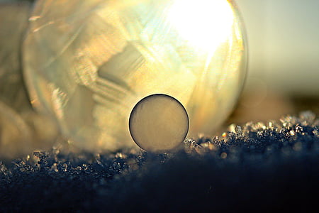 ice-bag, soap bubble, ball, snow, winter, cold, eiskristalle