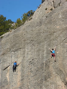 eszkalációs, rock, hegymászók, Montsant, Priorat, Margalef, hám