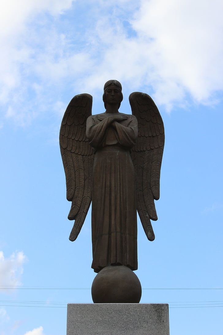 monument, angel, sky, wings, statue, sculpture
