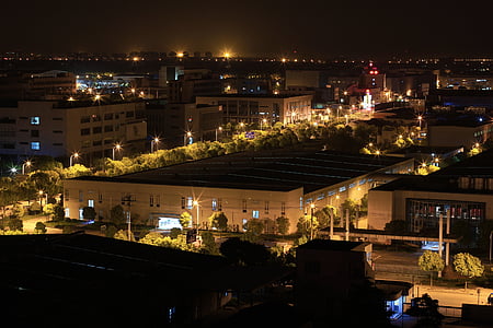 Pudong, nuit, lumière, emplacement de la ville