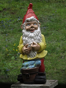 garden gnome, imp, ceramic, garden, ceramic figures, garden figurines, red stocking cap