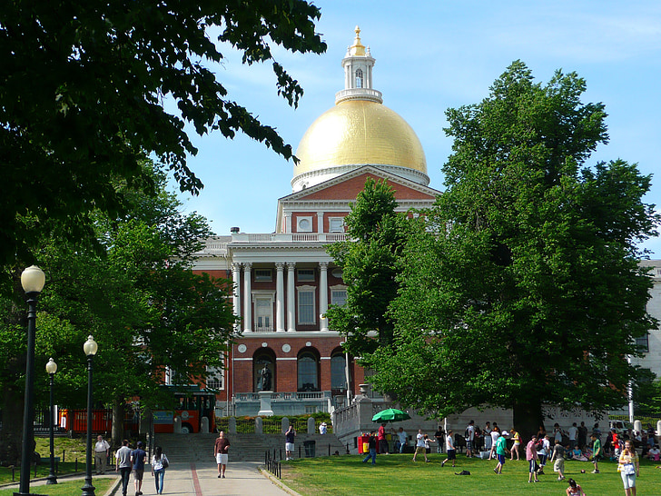 Statehouse, budynek, Miasto, Boston, Massachusetts, Stany Zjednoczone Ameryki, Park