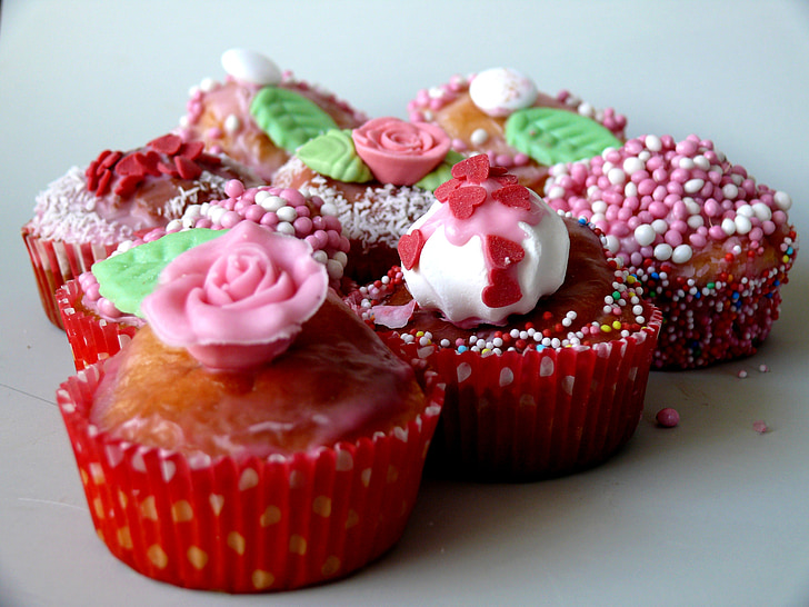 Muffin, słodkie, słodycz, ciasto, korzyści z, kolorowe, ornament