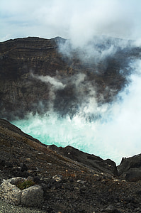 crater, volcano, kyushu, aso, nature, mountain, volcanic Crater