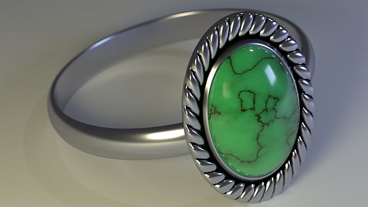 anello, verde, argento, gioielli