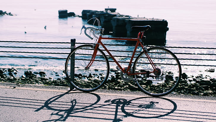 mar, soleado, agua, viajes, bicicleta, bicicleta, Costa
