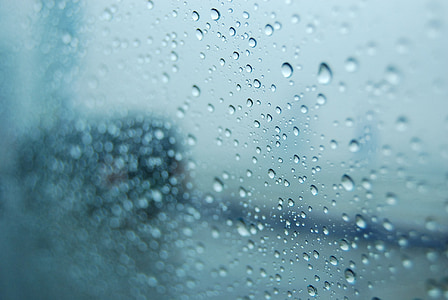 στάλα, παράθυρο, νερό, μη, σταγόνες βροχής