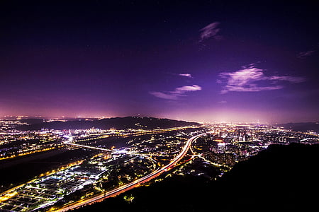 vue de nuit, colline de cerf-volant, les trois gorges, Taipei