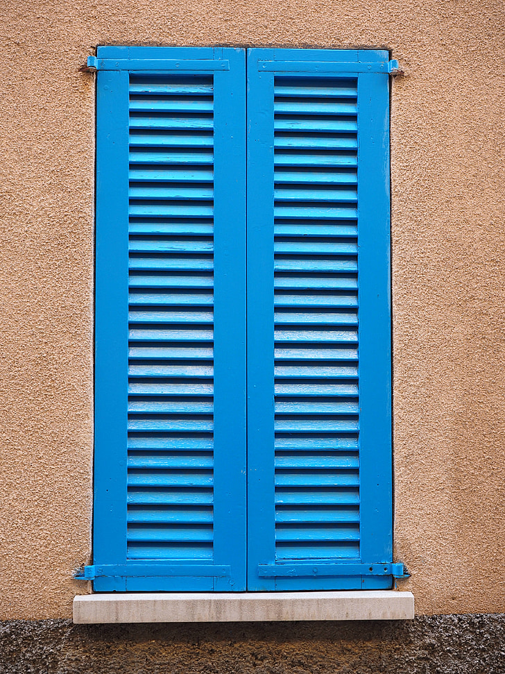 obturador, blau, casa, edifici, finestra, tancat