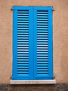 obturador, azul, Casa, edifício, janela, fechado