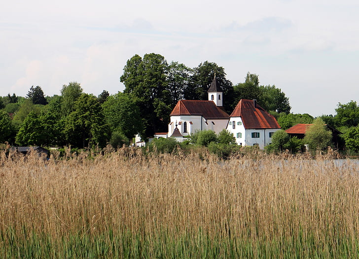 Baviera superior, Chiemgau, Seeon, Iglesia, Aquí St, árboles, Estado de ánimo