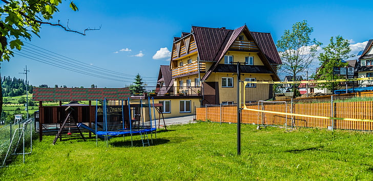 Speeltuin, Cottage, zomer, Villa bekend, Zakopane, Bucovina, Polen