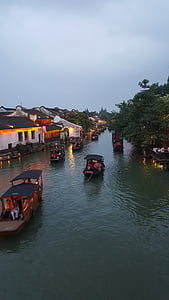 le paysage, Wuzhen, Watertown, bateau nautique, l’Asie, rivière, cultures