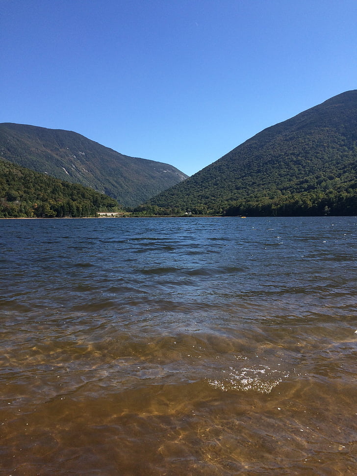 New Hampshire-ben, hegyek, tó, kék, Sky, nyugodt, táj