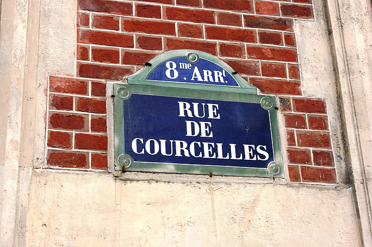 Rue de courcelles, gateskilt, Paris
