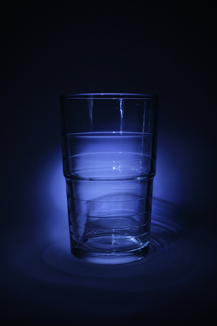 vidre, got d'aigua, blau, beguda, set, l'aigua