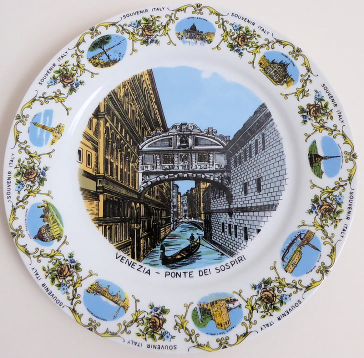 Venēciju Itālijā plate, souvinir, krāsotas, māksla, arhitektūra