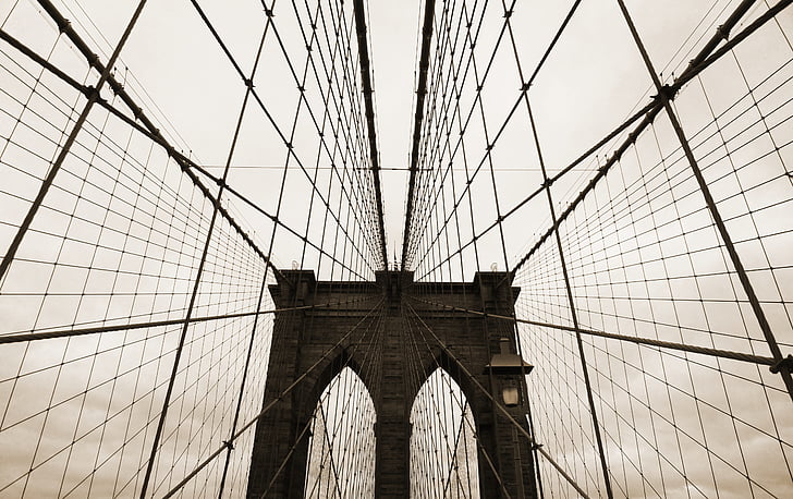 Brooklyn bridge, Verenigde Staten, ons, Amerika, brug, New york, East river bridge