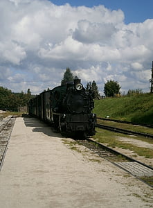 lokomotywa, Parowóz, kolej, Czechy, Jindřichův hradec, Steam, dym