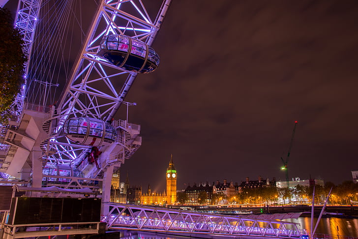 Lontoo, Iso-Britannia, Englanti, silmä, London Eye-maailmanpyörä, Big ben, kello