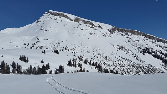 magas ifen, Allgäu, alpesi, hegyi, táj, hó a hegyen, téli