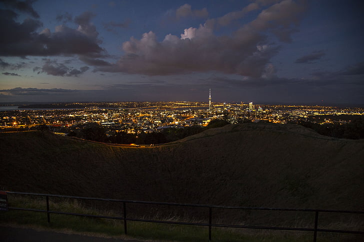 Uusi-Seelanti, Auckland, iltahämärässä, Panorama