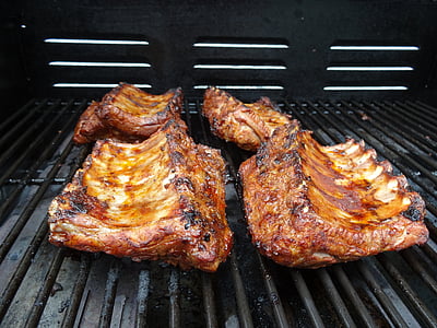 Spareribs, Grill, vlees, grillen, barbecue feest, peeling ribben, barbecue
