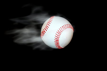 rygning, baseball, isoleret, baggrund, sort, røg, hvid