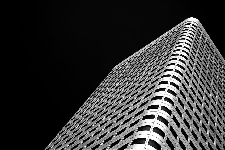 architecture, building, infrastructure, sky, skyscraper, tower, black and white