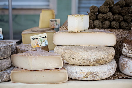 cheeses, stack of cheeses, france, french, food, fresh, dairy