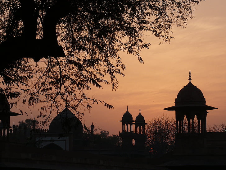 Taj mahal, India, tomba, Mausoleo, tramonto