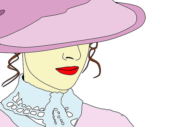 naine, Victoria, müts, illustratsioon, naised, mood, inimese nägu