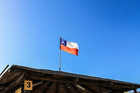 chilenske flagg, Chile, himmelen, blå himmel, Grill