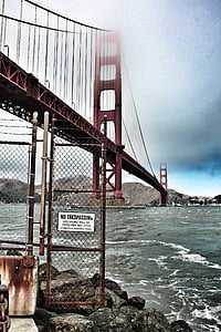Калифорния, цепь ссылка забор, известной достопримечательностью города, Мост Золотые ворота, вход не воспрещен, Сан-Франциско, знак