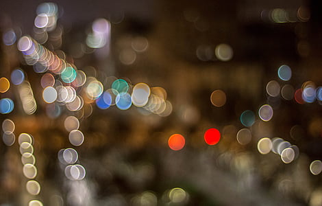bokeh, llums de la ciutat, nit, Barcelona, Espanya, urbà, llum