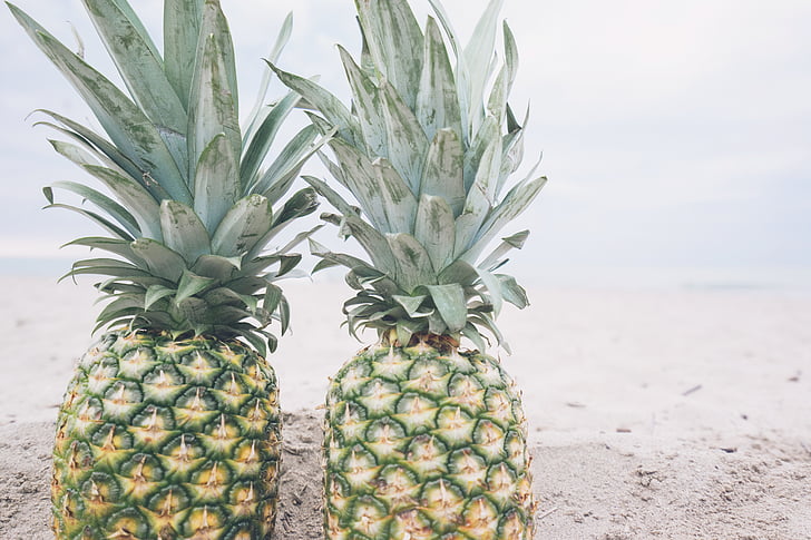beach, fruit, pineapple, sand, summer, summer vibes, summertime