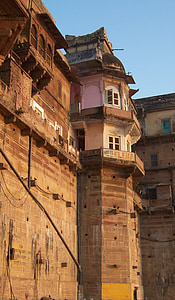 budova, starověké, staré, Varanasi, cihla, věž, zeď
