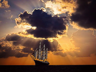 Purjealus, aluksen, purjehtia, Sea, Ocean, toimitus, taivas