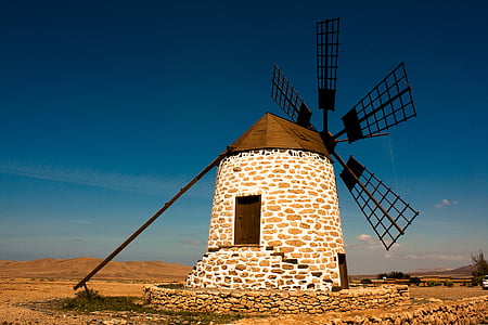Moulin à vent, Fuerteventura, Tefia, attraction touristique, las palmas, Espagne, tour
